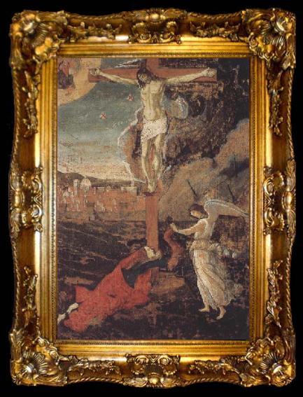 framed  Sandro Botticelli Crucifixion with the Penitent Magdalene and an Angel, ta009-2